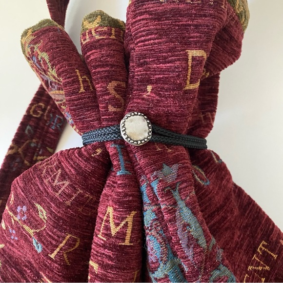 Red/Maroon Tapestry Draw-String Latin Text Pouch Medieval Renaissance - Picture 5 of 8